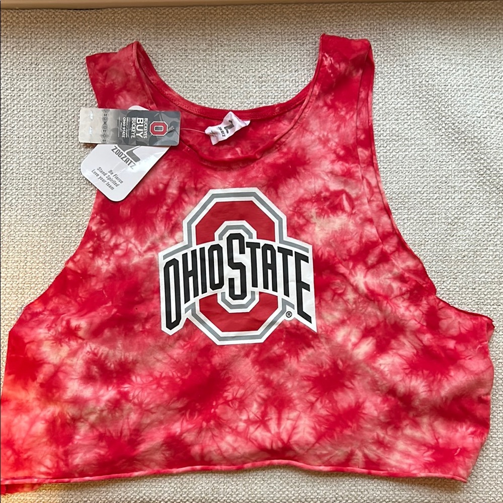 Women's Red Tie-Dye Ohio State Crop Top